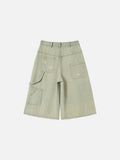 DAXUEN light blue striped wide-leg denim shorts