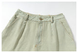 DAXUEN light blue striped wide-leg denim shorts