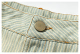 DAXUEN light blue striped wide-leg denim shorts