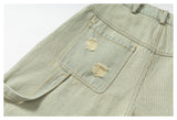 DAXUEN light blue striped wide-leg denim shorts