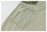 DAXUEN light blue striped wide-leg denim shorts
