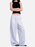 DAXUEN light blue striped wide-leg pants