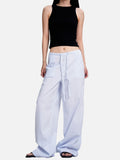 DAXUEN light blue striped wide-leg pants
