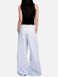 DAXUEN light blue striped wide-leg pants