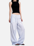 DAXUEN light blue striped wide-leg pants
