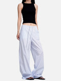 DAXUEN light blue striped wide-leg pants
