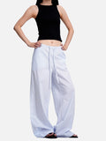 DAXUEN light blue striped wide-leg pants