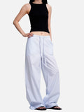 DAXUEN light blue striped wide-leg pants