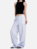 DAXUEN light blue striped wide-leg pants