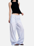DAXUEN light blue striped wide-leg pants