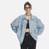 DAXUEN light blue textured oversized jacket