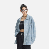 DAXUEN light blue textured oversized jacket