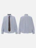 DAXUEN light blue vertical stripe shirt with tie