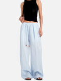 DAXUEN light blue vertical stripe wide-leg trousers