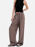 DAXUEN light blue vertical stripe wide-leg trousers