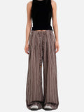 DAXUEN light blue vertical stripe wide-leg trousers