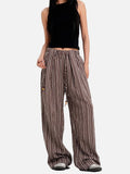 DAXUEN light blue vertical stripe wide-leg trousers