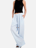 DAXUEN light blue vertical stripe wide-leg trousers