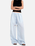 DAXUEN light blue vertical stripe wide-leg trousers