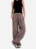 DAXUEN light blue vertical stripe wide-leg trousers