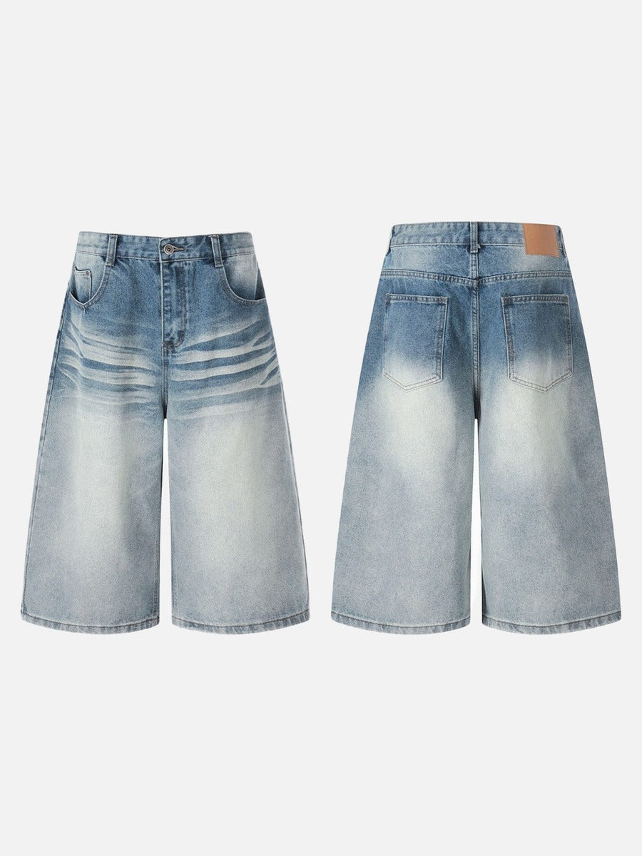 DAXUEN Light blue wide-leg denim culotte shorts