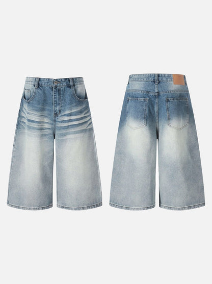 DAXUEN Light blue wide-leg denim culotte shorts