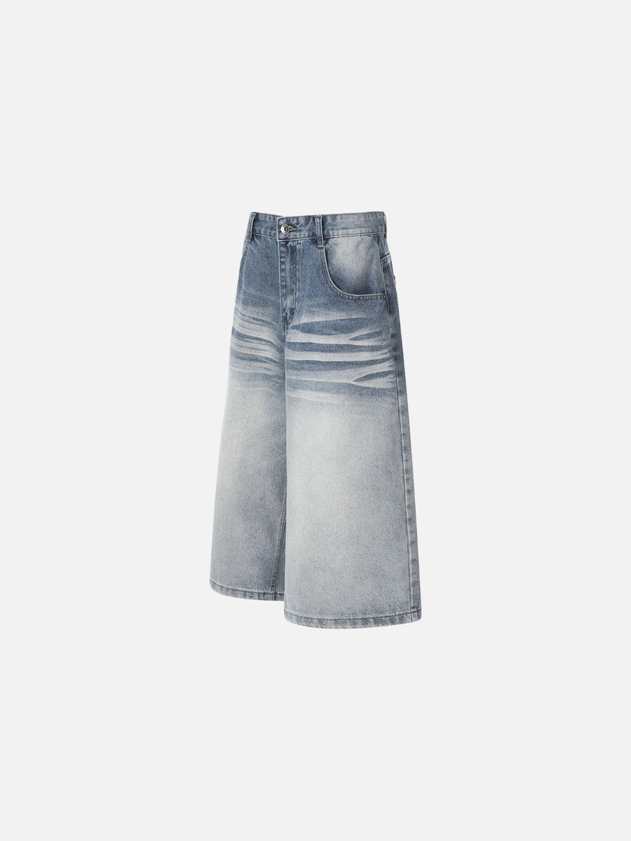 DAXUEN Light blue wide-leg denim culotte shorts