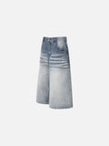 DAXUEN Light blue wide-leg denim culotte shorts