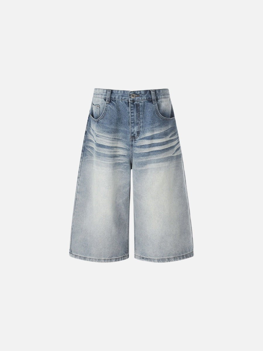 DAXUEN Light blue wide-leg denim culotte shorts