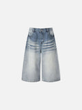 DAXUEN Light blue wide-leg denim culotte shorts
