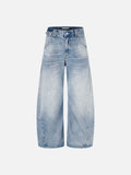 DAXUEN light blue oversized wide-leg denim jeans with heart stitching