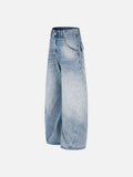 DAXUEN light blue oversized wide-leg denim jeans with heart stitching