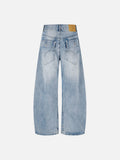 DAXUEN light blue oversized wide-leg denim jeans with heart stitching