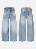 DAXUEN light blue oversized wide-leg denim jeans with heart stitching