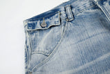 DAXUEN light blue oversized wide-leg denim jeans with heart stitching