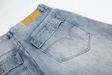 DAXUEN light blue oversized wide-leg denim jeans with heart stitching