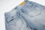 DAXUEN light blue oversized wide-leg denim jeans with heart stitching