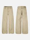 DAXUEN light brown herringbone wide-leg trousers