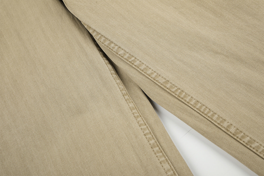 DAXUEN light brown herringbone wide-leg trousers