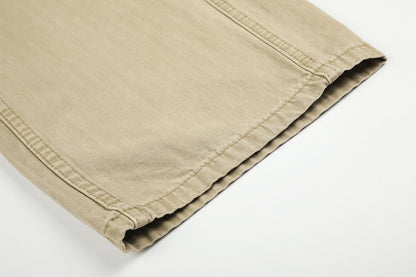 DAXUEN light brown herringbone wide-leg trousers