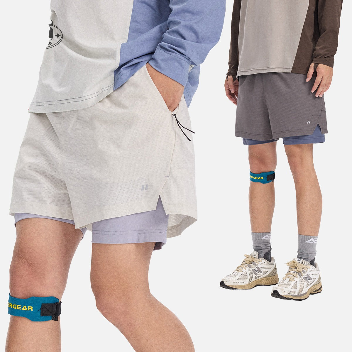 DAXUEN light cream double-layered athletic shorts