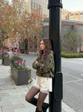 DAXUEN light cream double-layered athletic shorts — model photo