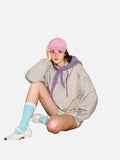 DAXUEN light greige oversized jacket with purple zippers