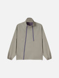 Light Greige Oversized Jacket with Purple Zippers