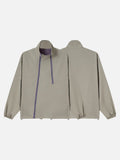 DAXUEN light greige oversized jacket with purple zippers