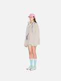 DAXUEN light greige oversized jacket with purple zippers