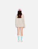 DAXUEN light greige oversized jacket with purple zippers