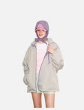 DAXUEN light greige oversized jacket with purple zippers