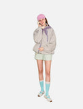 DAXUEN light greige oversized jacket with purple zippers
