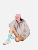 DAXUEN light greige oversized jacket with purple zippers